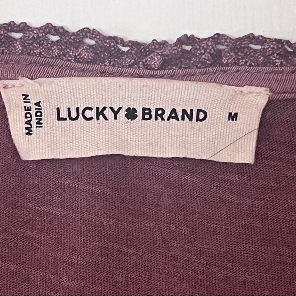 Lucky Brand Dusty Rose Eyelet Peasant Top  Medium - Picture 7 of 9
